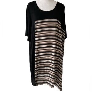 Lane Bryant 22 top black tan white short sleeves crew neck